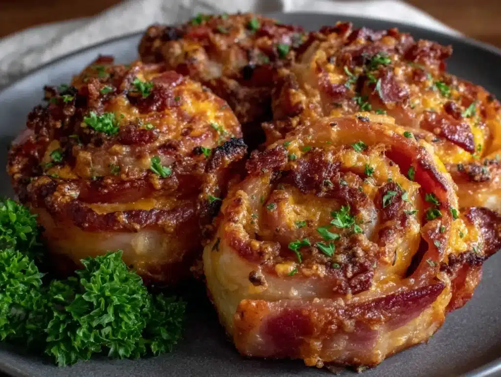 bacon-wrapped ham & cheese pinwheels - featured image