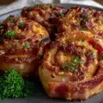 bacon-wrapped ham & cheese pinwheels - featured image