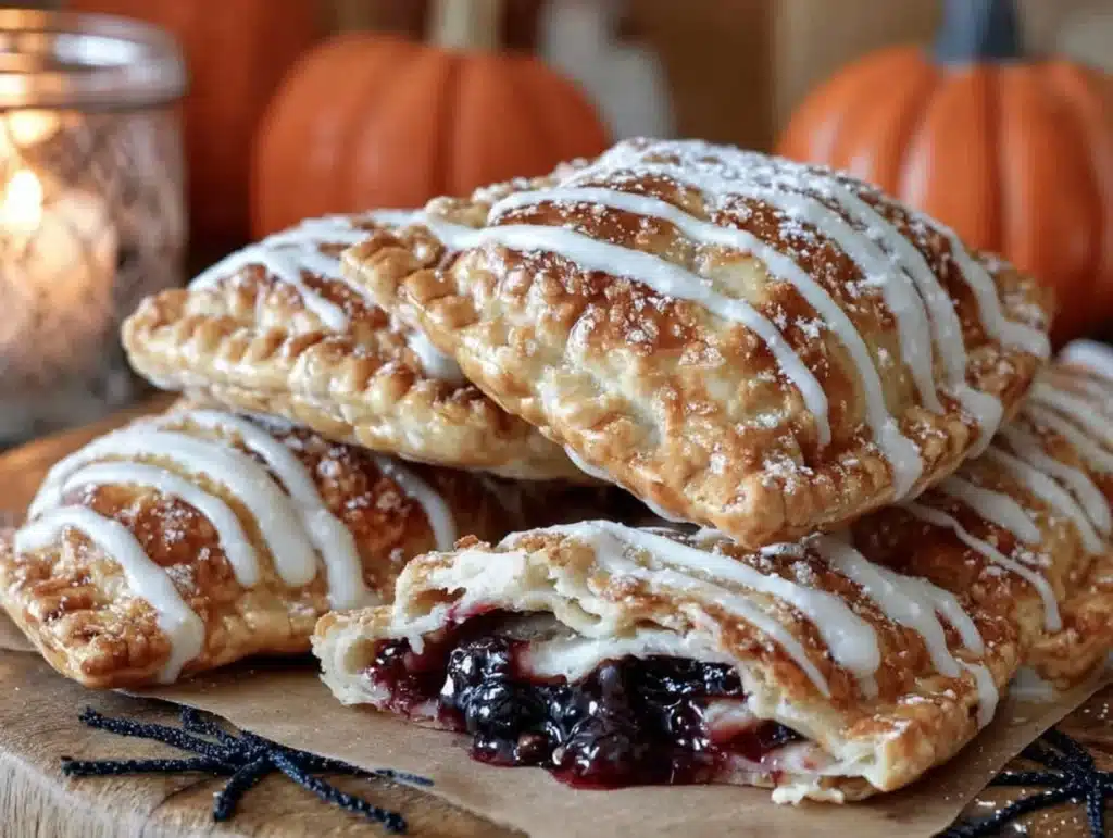 blueberry mummy hand pies - featured image