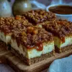 caramel apple crumble cheesecake bars - featured image