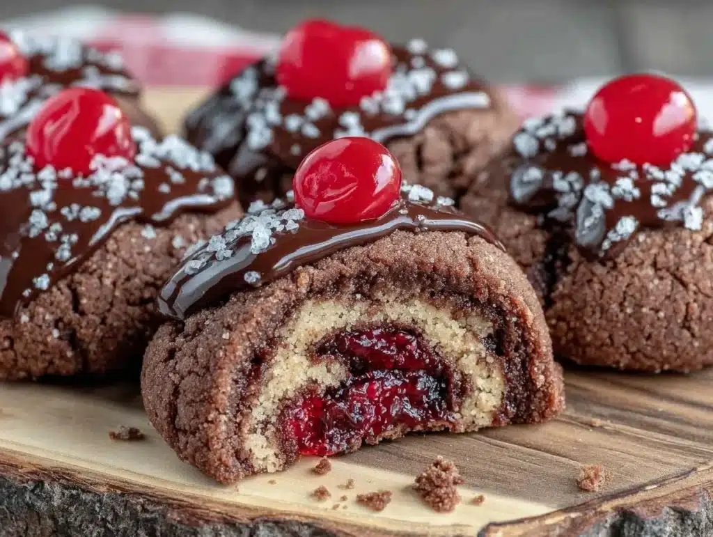 chocolate cherry swirl cookies - featured image
