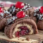 chocolate cherry swirl cookies - featured image