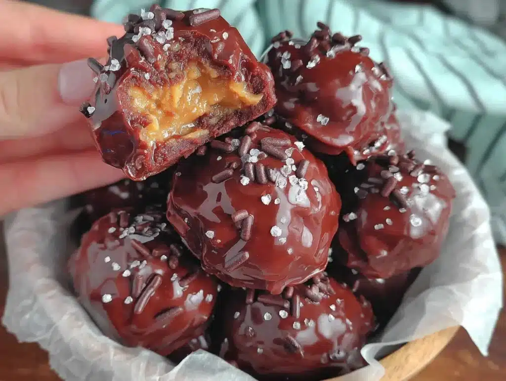 chocolate peanut buttercream truffles - featured image