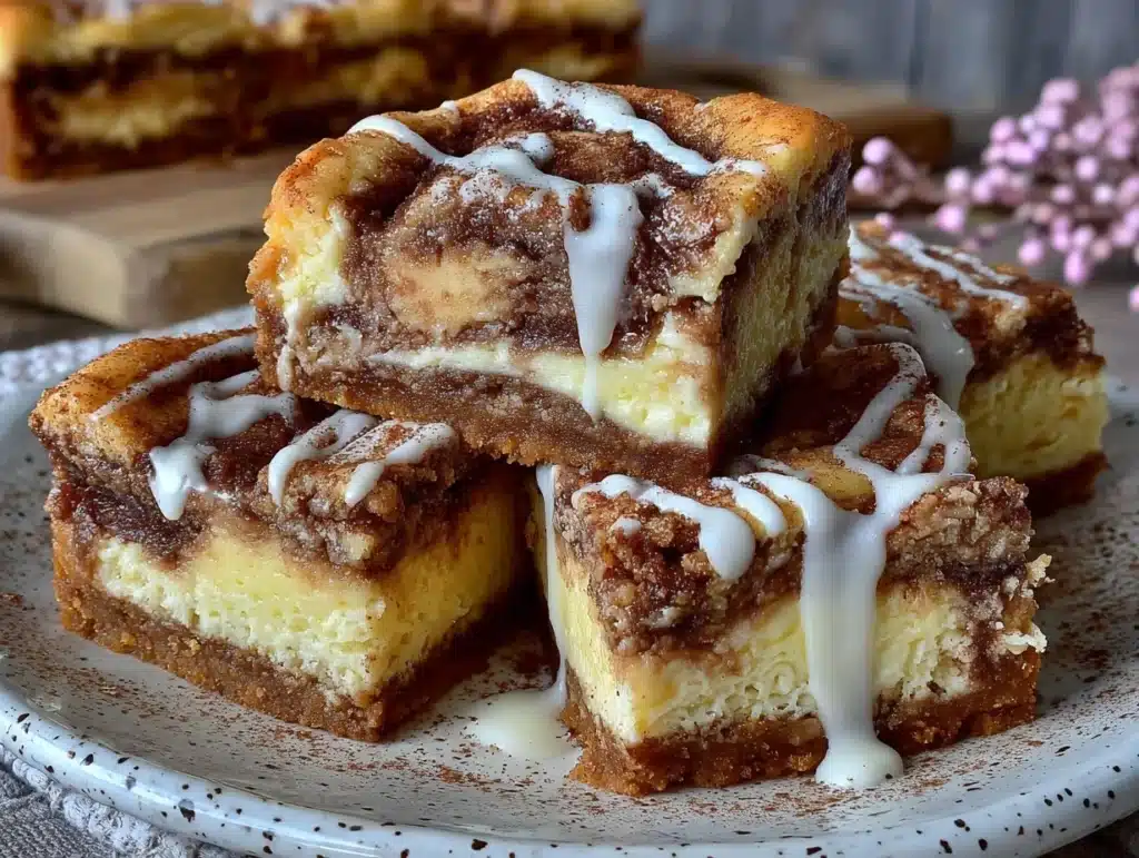 cinnamon roll cheesecake bars - featured image