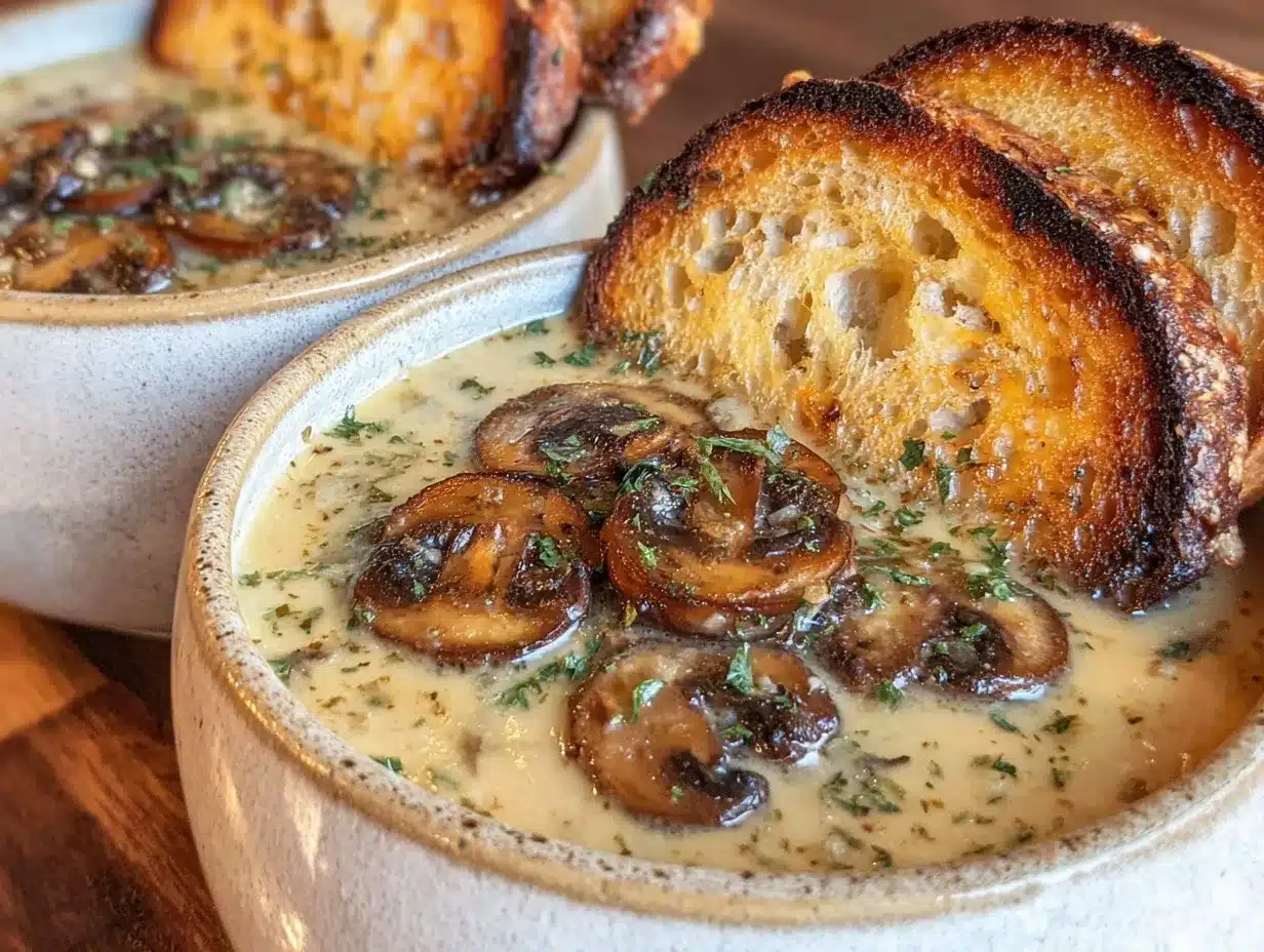 creamy garlic mushroom soup preparation steps