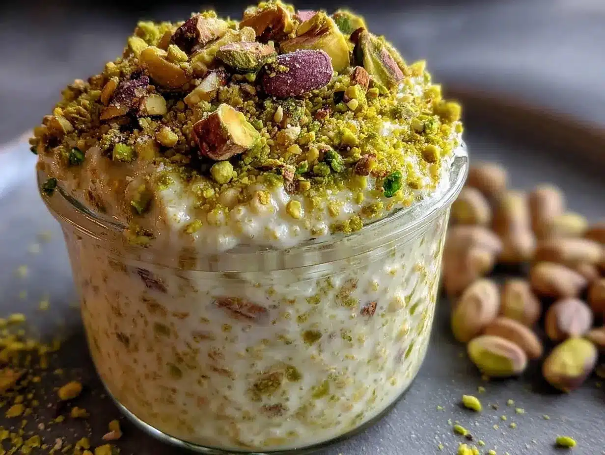 creamy matcha pistachio overnight oats preparation steps