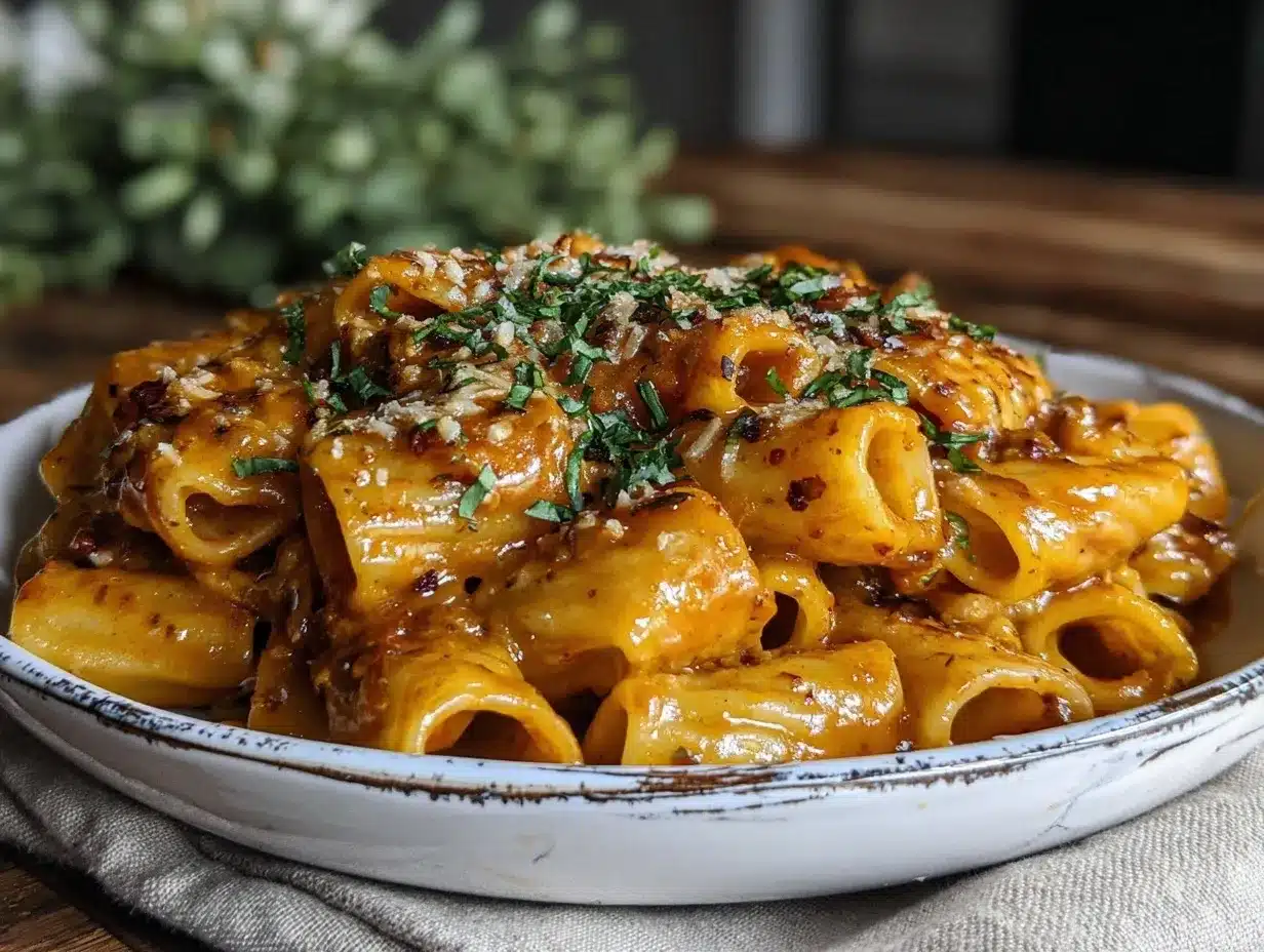 creamy spicy rigatoni preparation steps