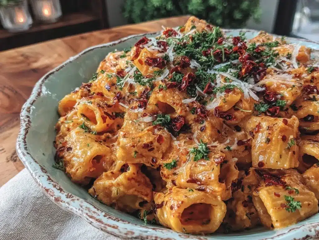 creamy spicy vodka rigatoni - featured image