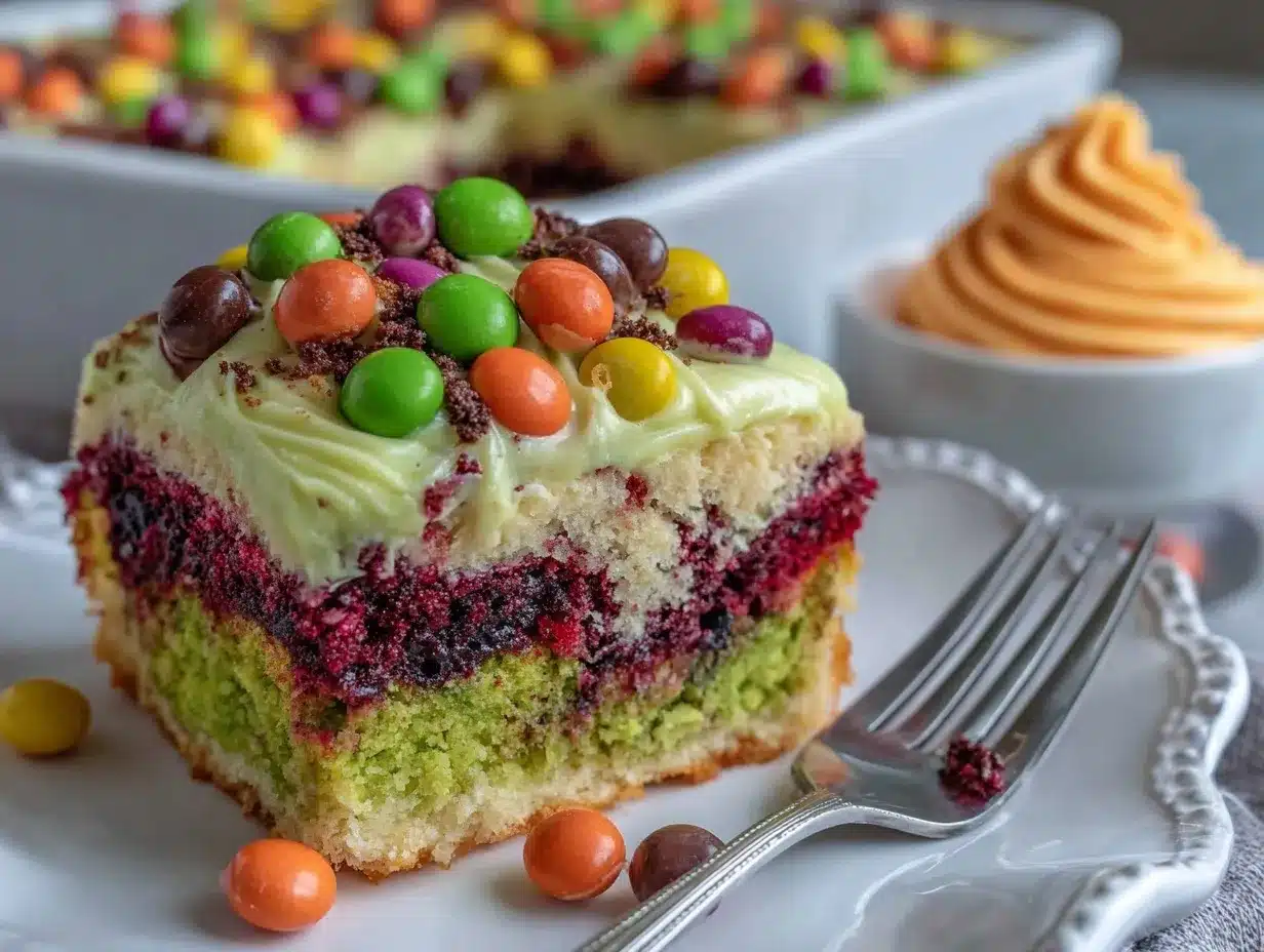 Halloween poke cake preparation steps