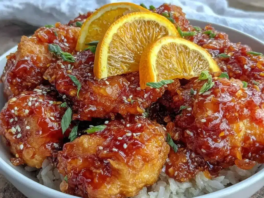 honey orange chicken - featured image