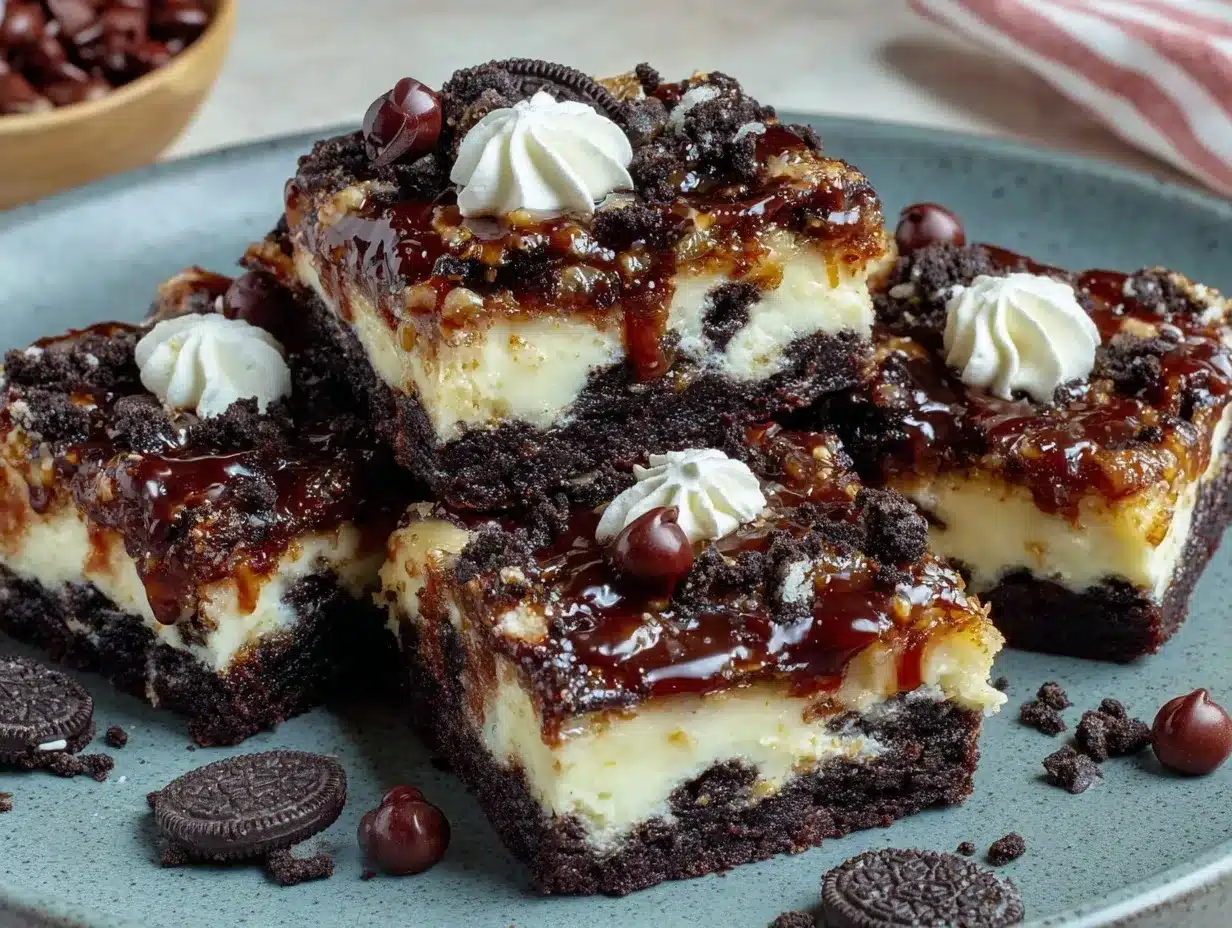 oreo cheesecake brownie bars preparation steps