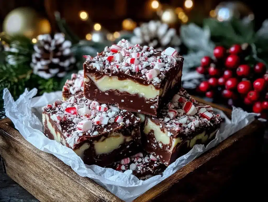peppermint mocha swirl fudge - featured image