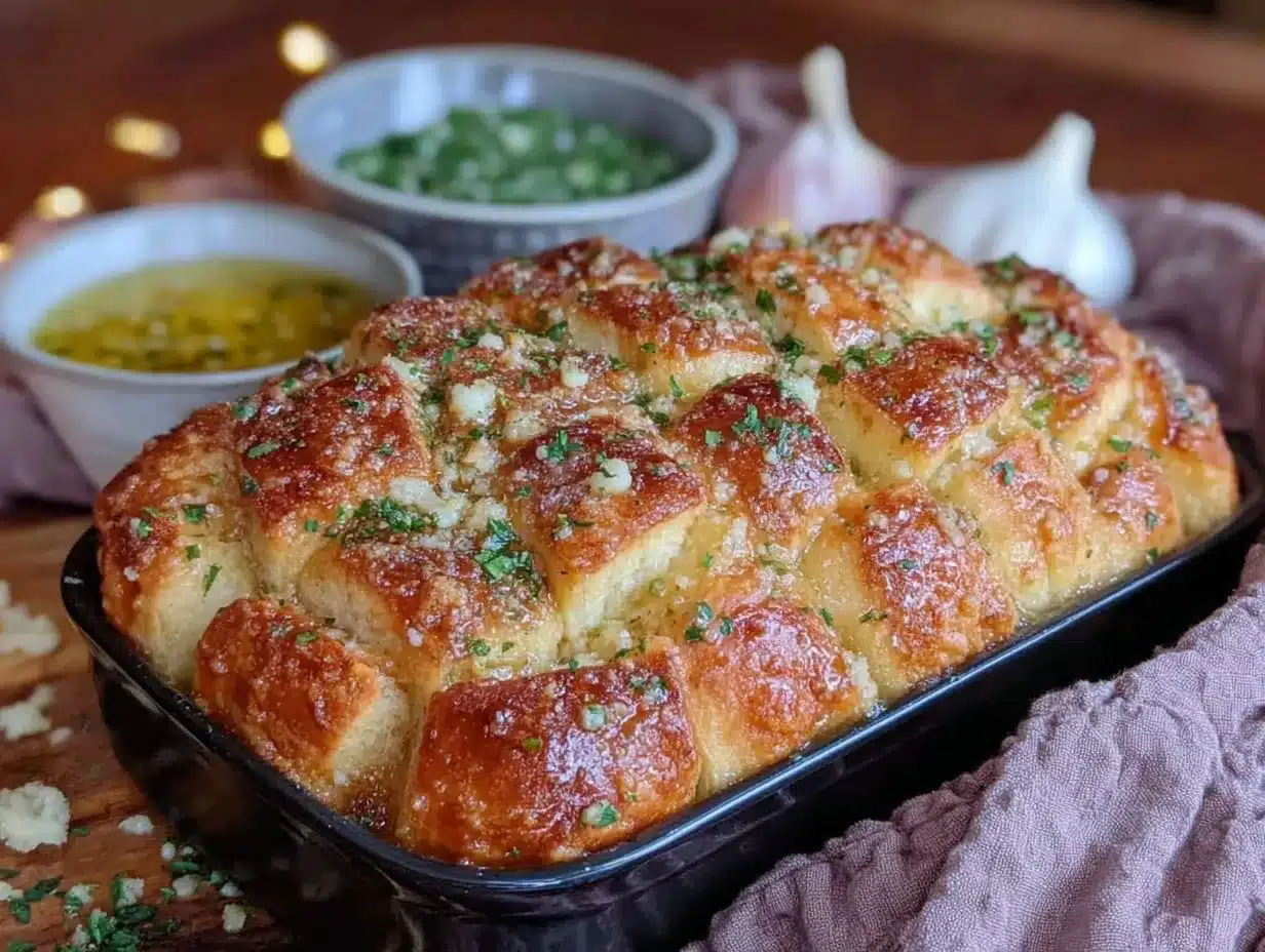 pull apart garlic bread preparation steps