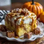 pumpkin spice poke cake - featured image