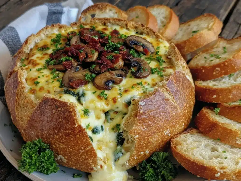 spinach mushroom dip - featured image