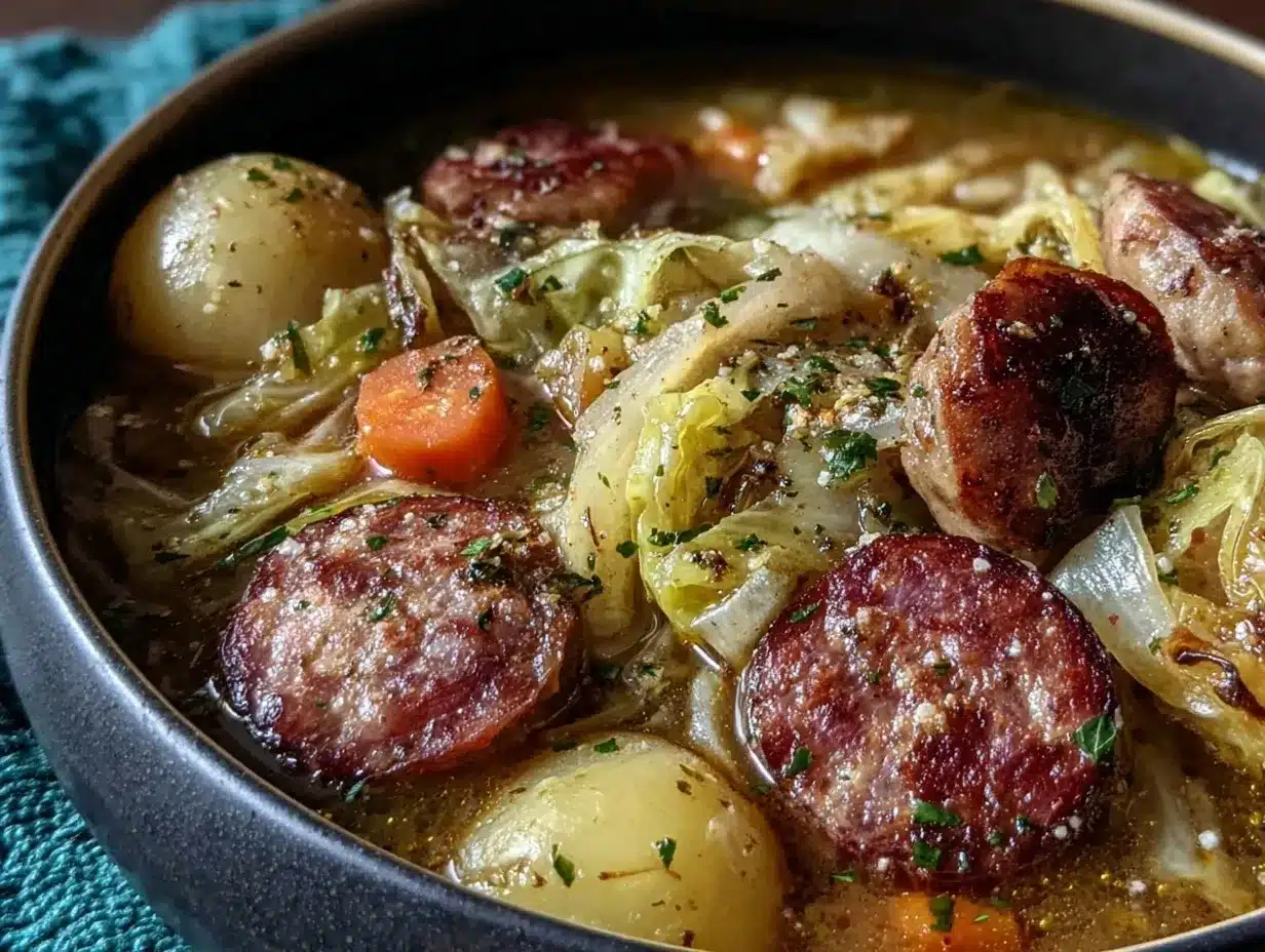 cabbage sausage soup preparation steps
