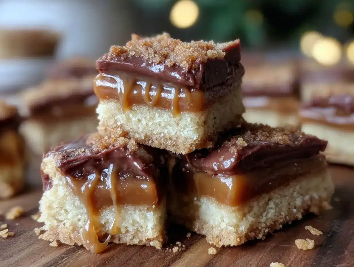 chocolate caramel shortbread bars preparation steps