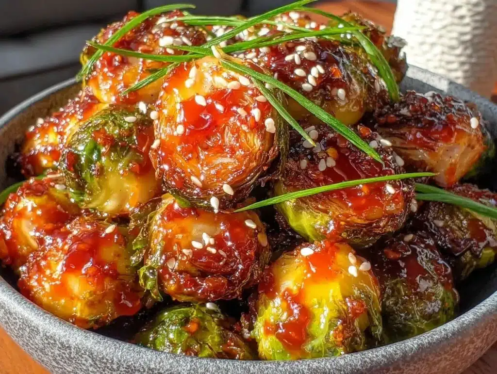 crispy sweet chili brussels sprouts - featured image
