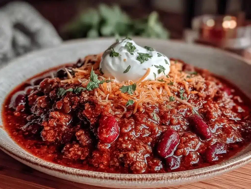 hearty beef chili - featured image