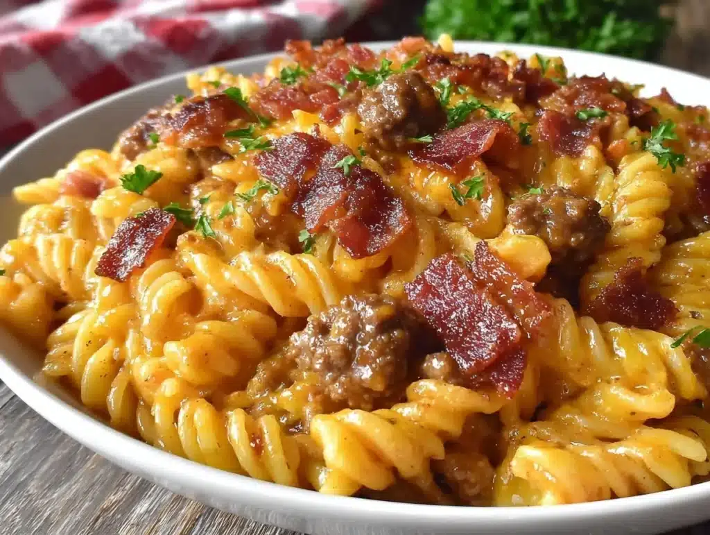 Loaded Bacon Cheeseburger Pasta - featured image