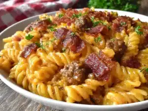Loaded Bacon Cheeseburger Pasta - featured image