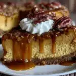 pecan caramel pumpkin cheesecake - featured image