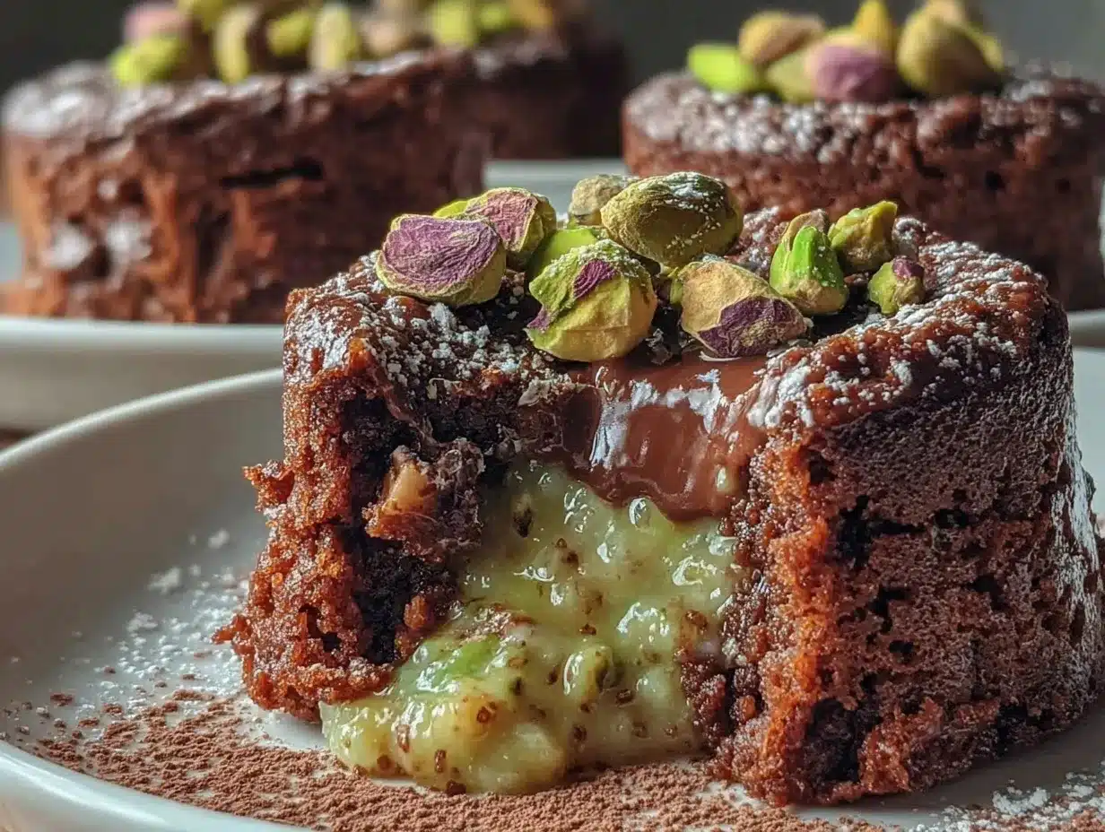 Pistachio Chocolate Lava Cakes preparation steps