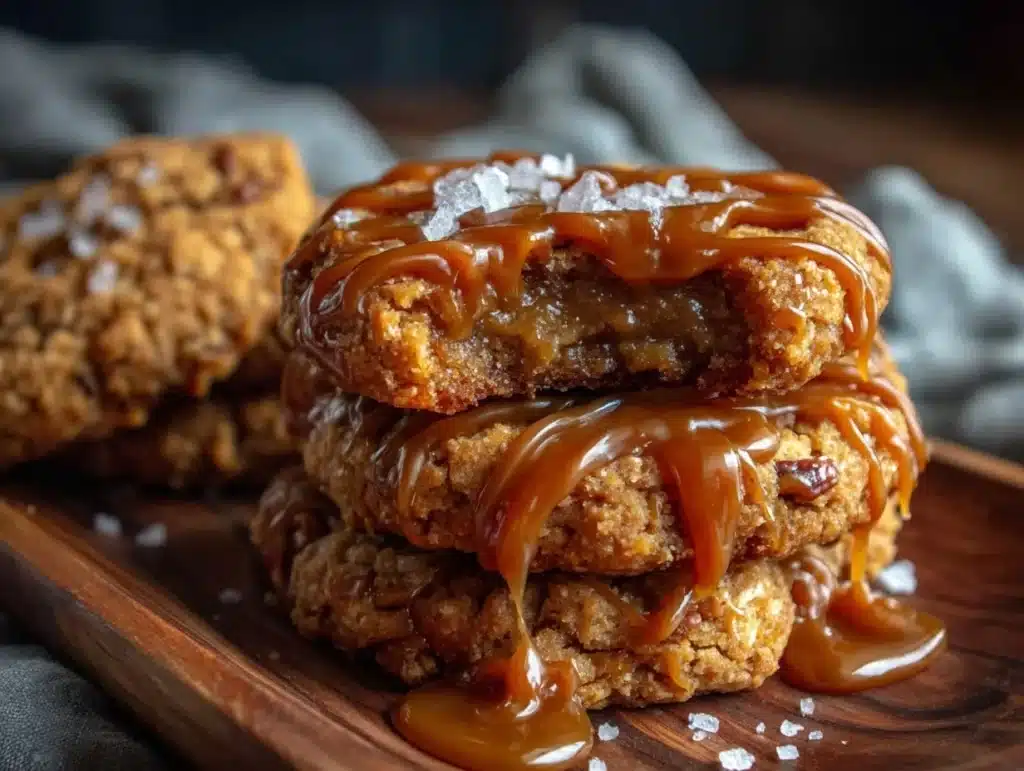 salted caramel crunch cookies - featured image