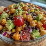 southwest chickpea black bean salad - featured image