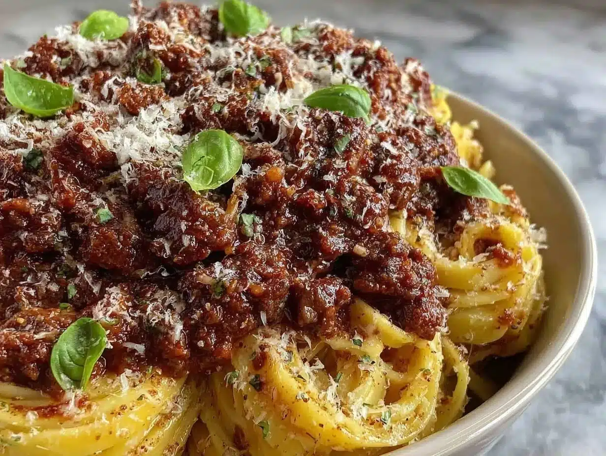 beef bolognese linguine preparation steps