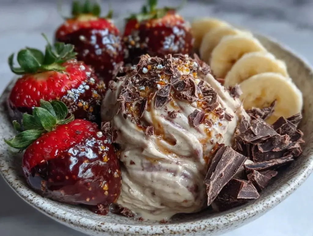 chocolate covered strawberries nice cream bowl - featured image