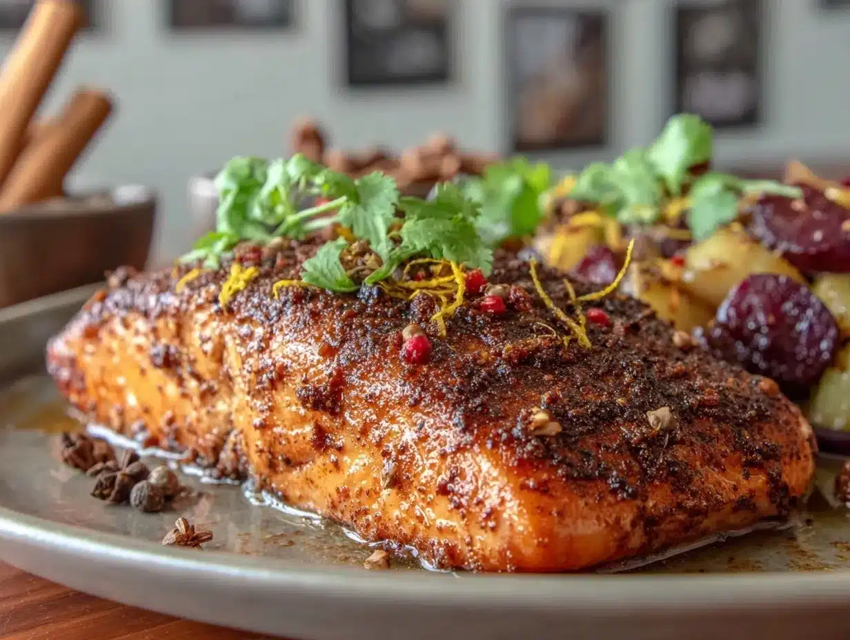 cocoa spiced salmon preparation steps