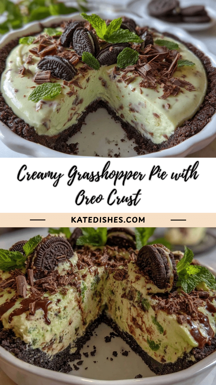 creamy grasshopper pie with Oreo crust recipe