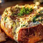 creamy spinach artichoke dip - featured image