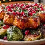 crispy roasted acorn squash and brussels sprouts - featured image