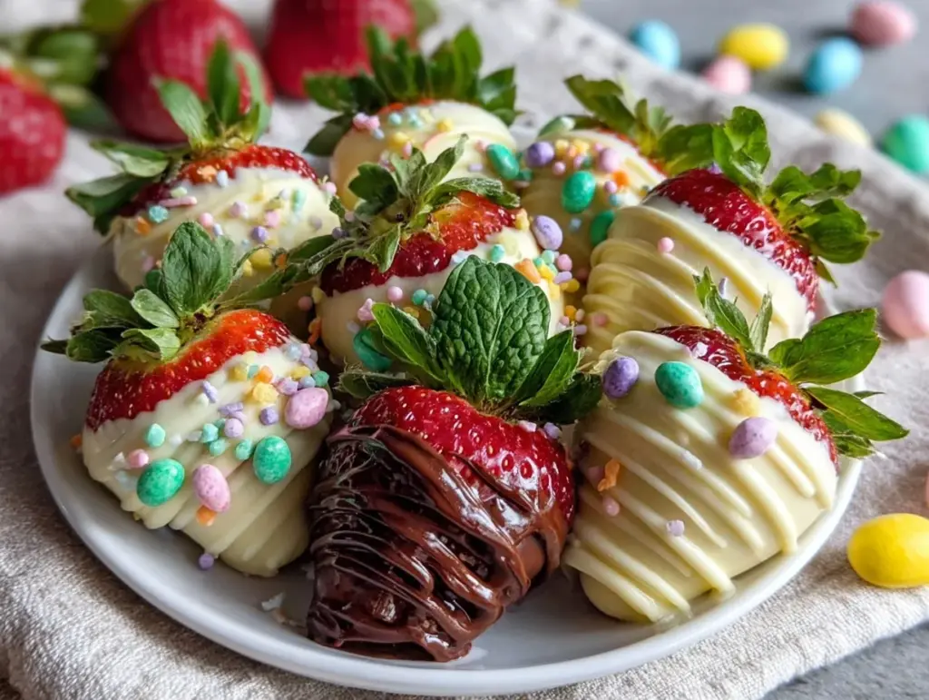 Easter chocolate covered strawberries - featured image