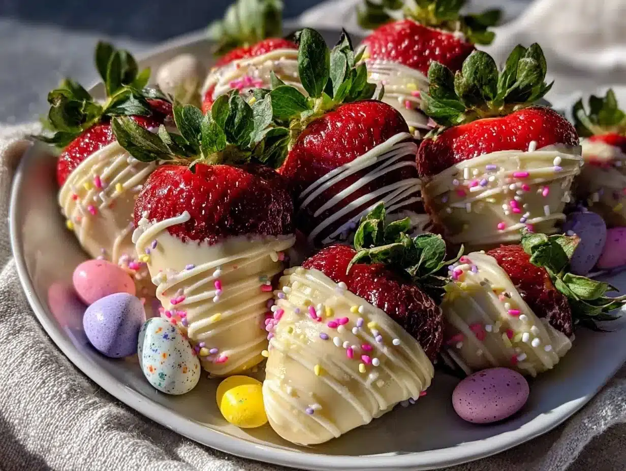 Easter chocolate covered strawberries preparation steps