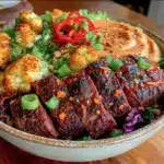 easy spicy steak nourish bowl - featured image