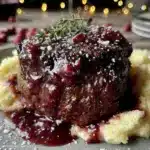 filet mignon with red wine reduction sauce - featured image
