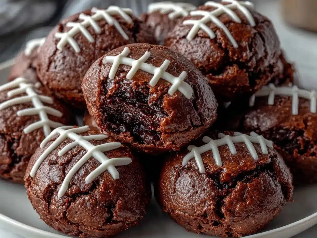 football-shaped brownie bites preparation steps
