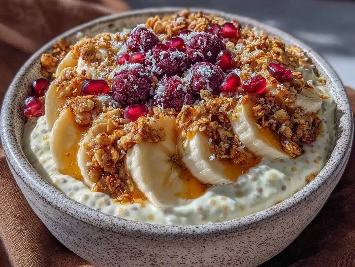 fresh chia pudding bowl preparation steps