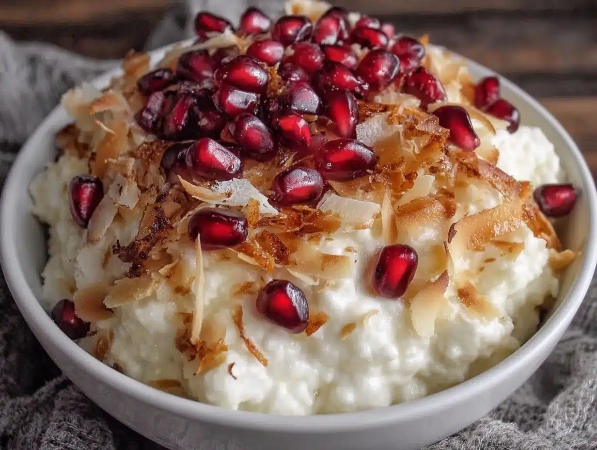 fresh creamy cottage cheese bowl with pomegranate preparation steps