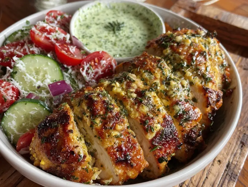 fresh lemon-herb chicken dinner bowl - featured image