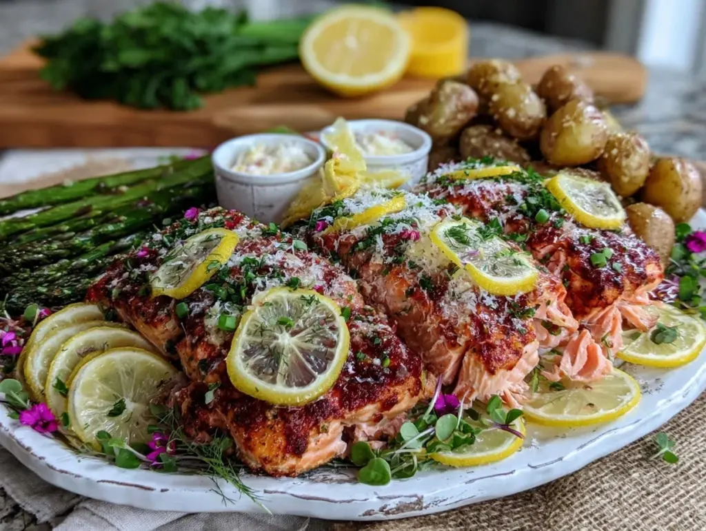 fresh lemon herbed salmon - featured image