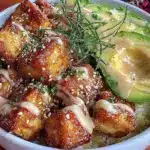 ginger garlic tofu dessert bowl - featured image