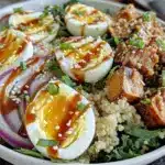 healthy nourish bowl with soft-boiled eggs - featured image