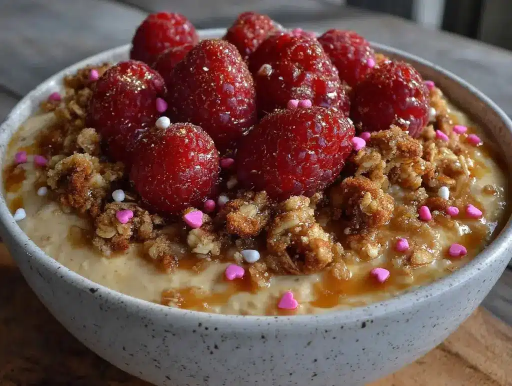 healthy valentines oatmeal bowl - featured image