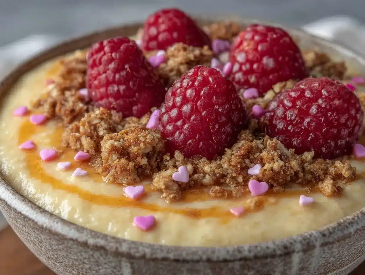 healthy valentines oatmeal bowl preparation steps