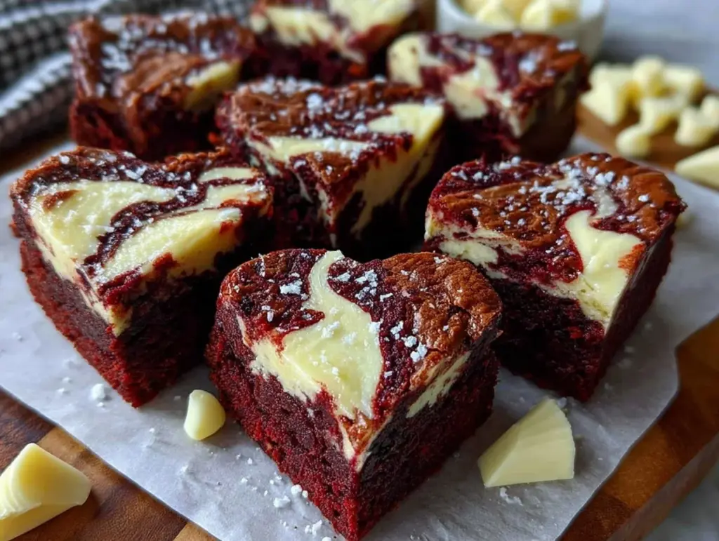 heart-shaped red velvet brownies - featured image
