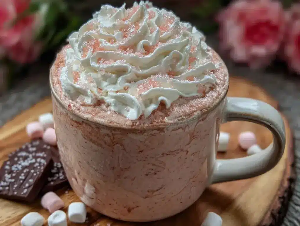 pink velvet hot chocolate - featured image